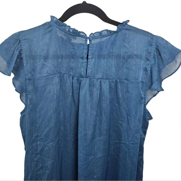 Torrid Mock Neck Sleeveless Tank Crinkle Chiffon Blue‎  Size 0 - Picture 8 of 9